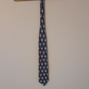 Hugo Boss Blue Tie with White Floral Design